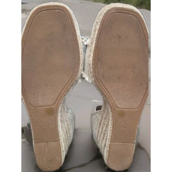 Lucky Brand Mindra Canvas Espadrille Platform Wedge Sandals Women's Size 6.5 - Picture 4 of 6